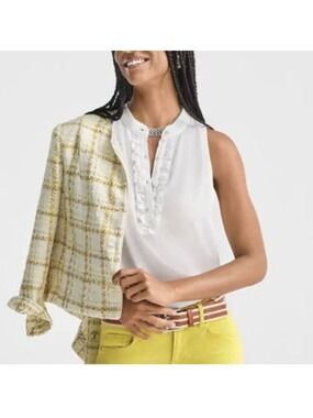 Cabi New NWOT Frill Top #6315 white with ruffle Size Small